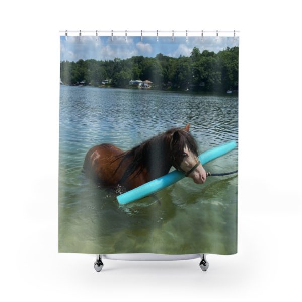 Candy Swimming with a Water Noodle - Shower Curtain