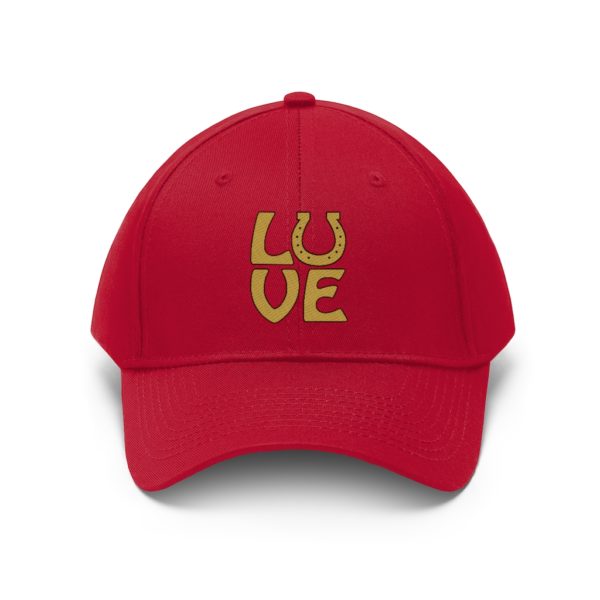 LOVE on a Baseball Twill Hat, solid top - Image 35