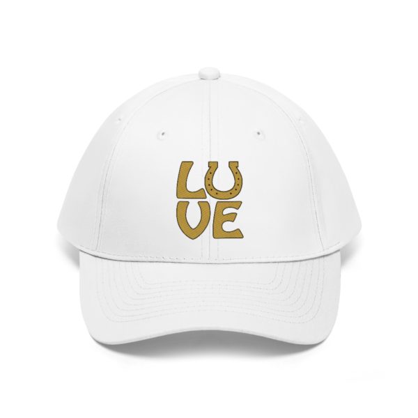 LOVE on a Baseball Twill Hat, solid top - Image 5