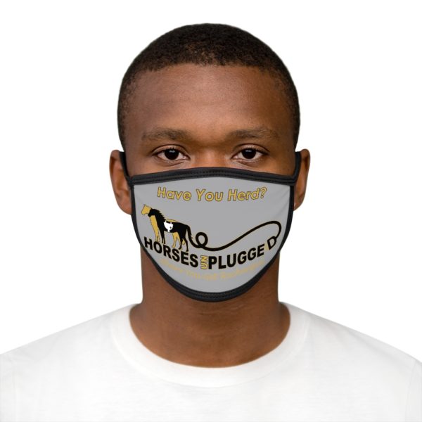 Have You Herd? Horses Unplugged Full Logo - Face Mask w Mixed Fabric Dark Gray - Image 2