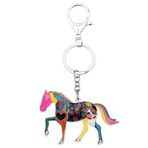 FUN Multi colored Enamel Horse Keychain